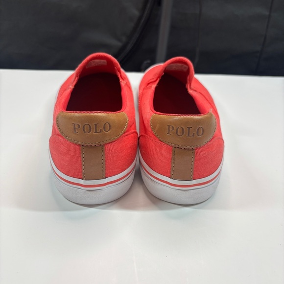 Polo Ralph Lauren Men's Shoes Thompson Wash Twill Slip On Sneakers 10D Red prep - Picture 4 of 11
